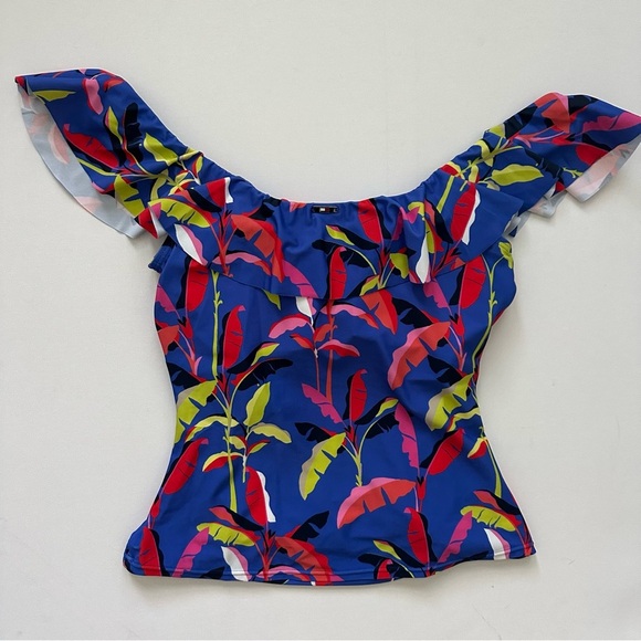 Tommy Hilfiger Vibrant Off-Shoulder Ruffle Tankini Size M - Picture 6 of 13